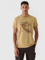 Koszulki sportowe męskie - Męski t-shirt  z nadrukiem 4F 4FRAW24TTSHM2304 - brązowy - miniaturka - grafika 1