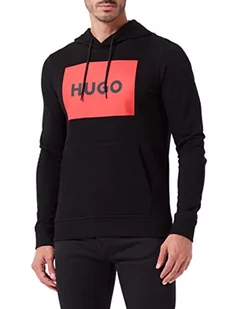 HUGO Męska bluza z kapturem Duratschi223 z French Terry z nadrukiem logo, czarny (Black1), XS - Bluzy męskie - miniaturka - grafika 1