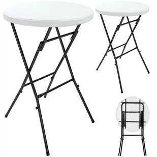 Stoły wysokie 2 szt. Białych Plastikowych Ø72cm Składany - Stoły ogrodowe - miniaturka - grafika 1