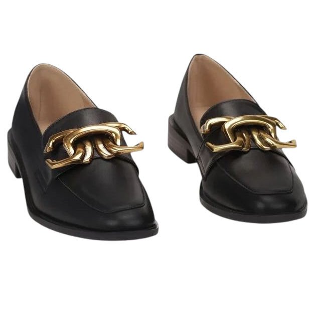 Półbuty Pantofle Mokasyny Oxfordy Klasyczne Damskie Wygodne Skórzane Lekkie Eleganckie Z Ozdobą Czarne 36