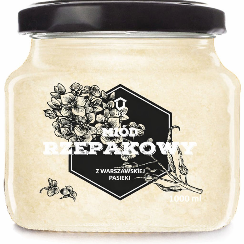 Miód rzepakowy ŚWIEŻY 2025 (1000 ml) ULO PASIEKI WARSZAWSKIE