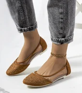 Mokasyny damskie - Brązowe pół transparentne baleriny Malene -38 - miniaturka - grafika 1