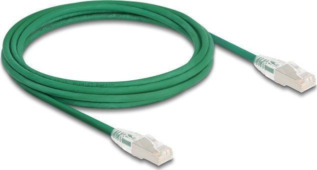 Delock Delock RJ45 Netzwerkkabel Cat.6A Stecker zu Stecker mit gebogener Rastnase U/FTP Slim 3 m grun