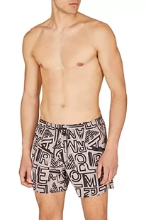 Emporio Armani Swimwear Męskie bokserki kąpielowe Emporio Armani Graphic Patterns, kolor piaskowy/czarny, 50 sztuk, piaskowy/czarny. - Kąpielówki męskie - miniaturka - grafika 1