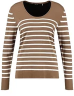 Swetry damskie - Taifun Damski sweter z wzorem w prążki, długi rękaw, dzianinowy sweter z długim rękawem, okrągły dekolt, sweter w paski, Warm Maroon Ringel, 40 - miniaturka - grafika 1