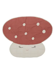 OYOY mini Kocyk "Mushroom" w kolorze kremowo-czerwonym do zabawy - 120 x 98 cm - Maty edukacyjne - miniaturka - grafika 1