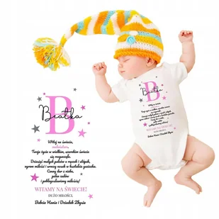 BODY NIEMOWLĘCE Białe Na Prezent Odwiedziny TWOJE IMIĘ Od Dziadków Wzory 68 - Body dla niemowląt - miniaturka - grafika 1