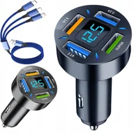Ładowarki samochodowe - Ładowarka Szybka 3.1A Samochodowa do Auta LED QC 3.0 x3 USB PD 66W - miniaturka - grafika 1