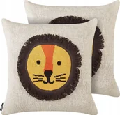 Kołdry i poduszki dla dzieci - Beliani 2 bawełniane poduszki dla dzieci z motywem lwa 45 x 45 cm beżowe SARANGAR - miniaturka - grafika 1