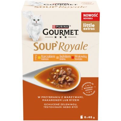 Karma dla kota PURINA Gourmet Soup Royale z kurczakiem, indykiem i wołowiną 6 x 45 g