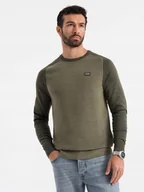 Swetry męskie - Bawełniany sweter męski raglanowe rękawy oliwkowy Ombre OM-SWSW-0121 V2 XXL - miniaturka - grafika 1