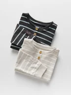 Bluzki dla niemowląt - Reserved - Bawełniany longsleeve 2 pack - czarny - miniaturka - grafika 1