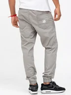 Spodnie męskie - Spodnie Materiałowe Jogger Ze Ściągaczem Męskie Szare Jigga Wear Crown L - miniaturka - grafika 1