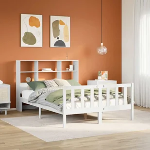 vidaXL Łóżko z regałem, bez materaca, białe, 120x190 cm, sosnowe - Łóżka dla dzieci i młodzieży - miniaturka - grafika 1