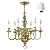 Lampy sufitowe - Żyrandol z abażurami Cambridge HK-CAMBRIDGE6+6xLS162-WHT Hinkley mosiądz biały - miniaturka - grafika 1