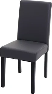 Krzesło do jadalni Littau, krzesło kuchenne, imitacja skóry ~ szary mat, ciemne nogi - Krzesła - miniaturka - grafika 1