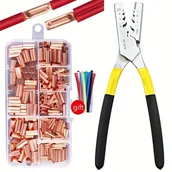 Inne - Zestaw 250 Szt. Miedzianych Rur Łączących Ze Szczypcami Do Zaciskania - Idealny Do Złączy Przewodów I Końcówek Kablowych! - miniaturka - grafika 1