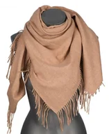 Apaszki i szaliki damskie - Chusta damska bawełniana jednokolorowa na prezent z frędzlami FGC-62 beż - miniaturka - grafika 1