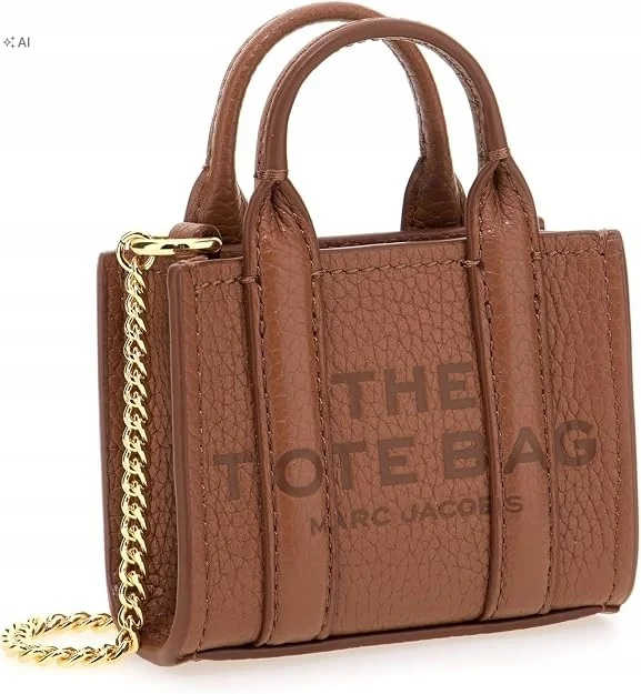 MARC JACOBS BRĄZOWA TOREBKA MINI THE TOTE BAG ZE SKÓRY 10x9x3 6OA