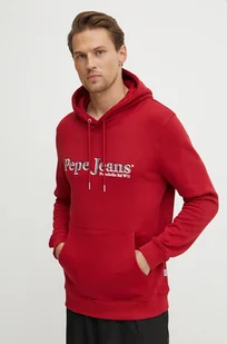 Pepe Jeans bluza bawełniana SOMERS HOODIE męska kolor czerwony z kapturem z nadrukiem PM582728 - Bluzy męskie - miniaturka - grafika 1