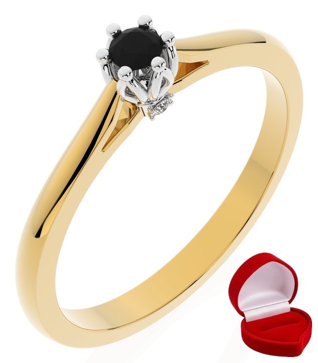 ZŁOTY PIERŚCIONEK ZARĘCZYNOWY 585 14k DIAMENT LAB BRYLANT 0,06 ct R13