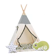Namioty i tipi dla dzieci - SowkaDesign Namiot tipi dla dzieci, bawełna, okienko, kameleon, meksykańska zabawa - miniaturka - grafika 1