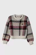 Swetry dla dziewczynek - Tommy Hilfiger sweter z domieszką wełny dziecięcy kolor biały ciepły - miniaturka - grafika 1