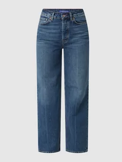 Spodnie damskie - Jeansy z wysokim stanem o kroju straight fit z bawełny ekologicznej model ‘The Ripple’ - grafika 1