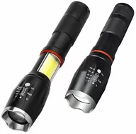 Latarki - Taktyczna LATARKA LED T6 zoom 300m 9W czarna ZD76A - miniaturka - grafika 1