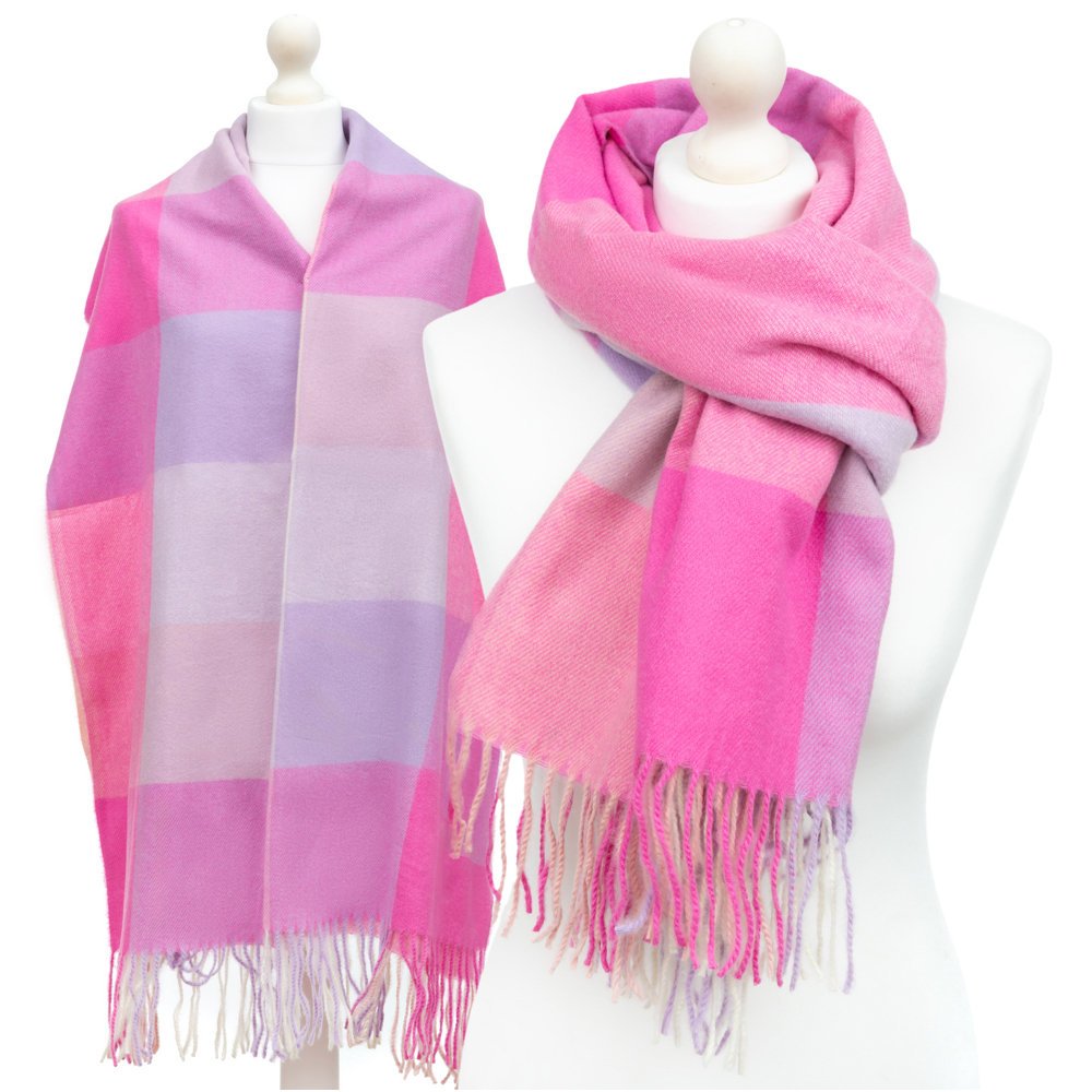 Duży Szal Damski Kaszmirowy Szalik Ciepły Kratka W Kratkę Kaszmir Kolory - Sza-H-9748-23