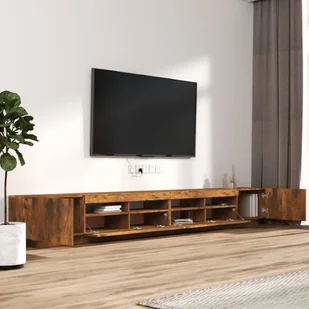 Lumarko Zestaw 3 szafek TV z oświetleniem LED, przydymiony dąb - Szafki RTV - miniaturka - grafika 7