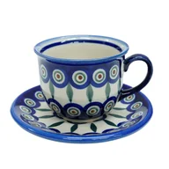 Filiżanki - Ceramiczna filiżanka ze spodkiem Ceramika Bolesławiec - miniaturka - grafika 1