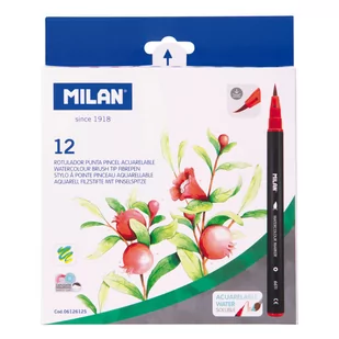 Flamastry MILAN pędzelkowe,12 kolorów w kartonowym opakowaniu - Flamastry - miniaturka - grafika 1