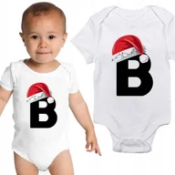 Body dla niemowląt - Body Niemowlęce Białe Krótki Rękaw TWOJA LITERKA Czapka Św Mikołaja Rozm 80 - miniaturka - grafika 1
