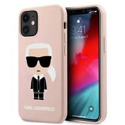 Etui i futerały do telefonów - Karl Lagerfeld KLHCP12SSLFKPI iPhone 12 mini 5,4" hardcase jasnoróżowy/light pink Silicone Iconic - miniaturka - grafika 1