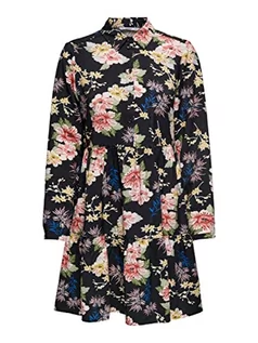 Sukienki - ONLY Damska sukienka Onlsandy Life L/S Shirt Dress Noos Ptm, Czarny/kwiat Lena, S - grafika 1
