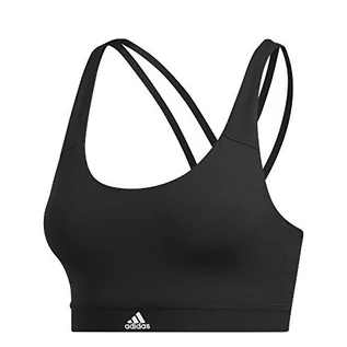 Biustonosze - Adidas damski biustonosz sportowy Medium Support czarny czarny/biały X-S FL2022 - grafika 1