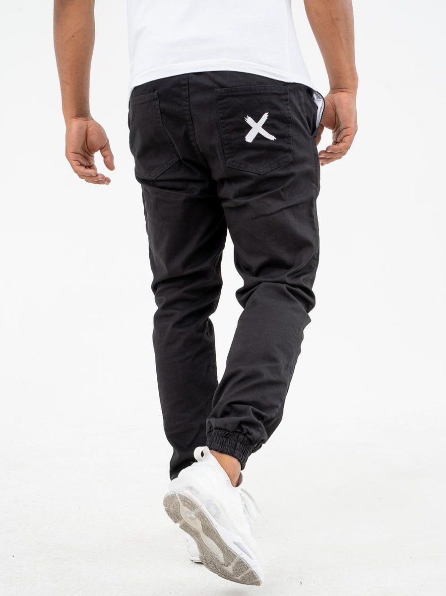 Spodnie Materiałowe Jogger Point X Pocket Czarne / Białe M