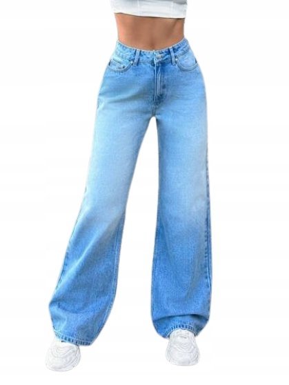 SHEIN JEANSY DAMSKIE NIEBIESKIE NA ZAMEK GŁADKIE 38 Ł6C