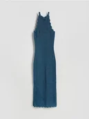 Swetry damskie - Reserved - Połyskująca sukienka midi - granatowy - miniaturka - grafika 1