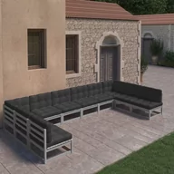 Meble ogrodowe - vidaXL 10-cz. zestaw wypoczynkowy do ogrodu, z poduszkami, szary - miniaturka - grafika 1