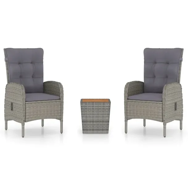 Zestaw Bistro do Ogrodu: Stolik 41,5x41,5x43 cm, Krzesła 58x63x108 cm, Szar
