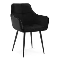 Krzesła - Krzesło tapicerowane welurowe QUATTRO velvet aksamit czarny - miniaturka - grafika 1