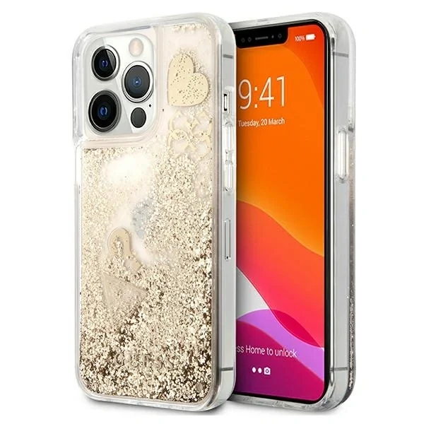 Etui Guess Glitter Charms na iPhone 13 Pro - złote