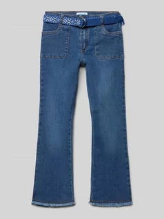 Spodnie i spodenki dla dziewczynek - Jeansy o rozkloszowanym kroju z paskiem - grafika 1