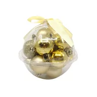 Bombki - Bombki plastikowe 3cm 12szt. różne wzory złote - miniaturka - grafika 1