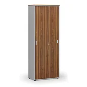 Szafy biurowe - Szafa biurowa z drzwiami przesuwnymi PRIMO GRAY, 2128 x 800 x 420 mm, szary/orzech - miniaturka - grafika 1
