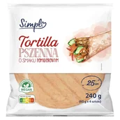 Inne pieczywo - Simpl Tortilla pszenna o smaku pomidorowym 240 g (4 x 60 g) - miniaturka - grafika 1