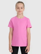 Koszulki dla dziewczynek - 4F T-shirt oversize gładki dziewczęcy - różowy 164 (13-14 lat) - miniaturka - grafika 1