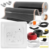 Ogrzewanie podłogowe - Folia grzewcza na podczerwień MISSION AIR Black Silver PTC 160W/m² (6mb x 100cm) + regulator Aries Biały - miniaturka - grafika 1